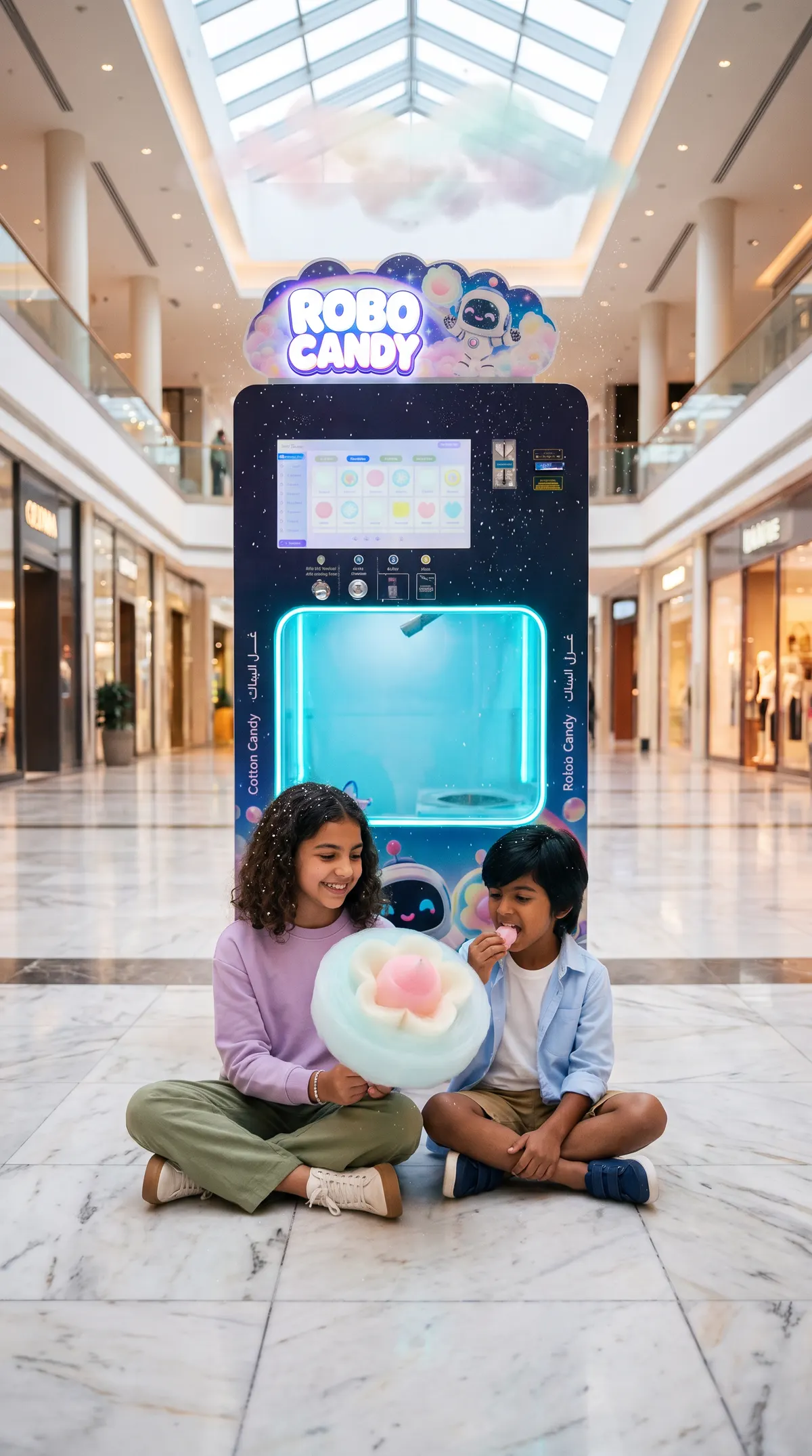 A crowd filming the RoboCandy show in a mall