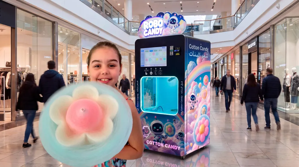 RoboCandy machine footprint. Under one square metre